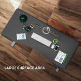 FORTIA Sit To Stand Up Standing Desk 160x75cm 72-118cm Electric Height Adjustable Ergonomically Curved Edge 50kg Rated Black/Silver Frame - Top-Down View