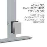 FORTIA Sit To Stand Up Standing Desk 160x75cm 72-118cm Electric Height Adjustable Ergonomically Curved Edge 50kg Rated Black/Silver Frame - Low Angle