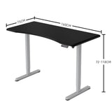 FORTIA Sit To Stand Up Standing Desk 160x75cm 72-118cm Electric Height Adjustable Ergonomically Curved Edge 50kg Rated Black/Silver Frame - Extra Image