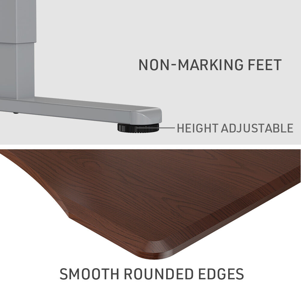 FORTIA Sit To Stand Up Standing Desk 160x75cm 72-118cm Electric Height Adjustable Ergonomically Curved Edge 50kg Rated Walnut Style/Silver Frame