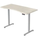 FORTIA Sit To Stand Up Standing Desk 160x75cm 72-118cm Electric Height Adjustable Ergonomically Curved Edge 50kg Rated White Oak Style/Silver Frame