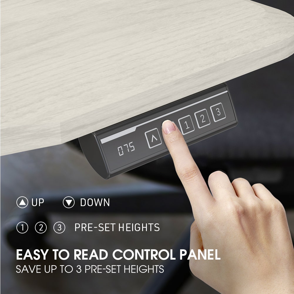 FORTIA Sit To Stand Up Standing Desk 160x75cm 72-118cm Electric Height Adjustable Ergonomically Curved Edge 50kg Rated White Oak Style/Silver Frame
