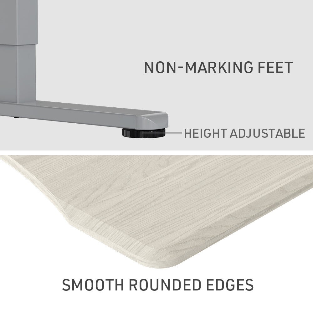 FORTIA Sit To Stand Up Standing Desk 160x75cm 72-118cm Electric Height Adjustable Ergonomically Curved Edge 50kg Rated White Oak Style/Silver Frame