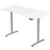FORTIA Sit To Stand Up Standing Desk 160x75cm 72-118cm Electric Height Adjustable Ergonomically Curved Edge 50kg Rated White/Silver Frame