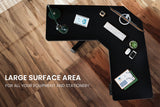 FORTIA 98W x 98W x 48D Dual-Motor 80kg Load Adjustable Electric Sit to Stand Up Corner Desk - Black/Black Frame - Side View