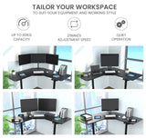 FORTIA 98W x 98W x 48D Dual-Motor 80kg Load Adjustable Electric Sit to Stand Up Corner Desk - Black/Black Frame - 45-Degree Angle