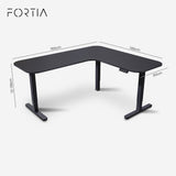 FORTIA Corner Standing Desk, 160x140cm, 72-118cm Sit to Stand Up Electric Height Adjustable, Black - Extra Image