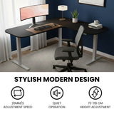 FORTIA Corner Standing Desk, 160x140cm, 72-118cm Sit to Stand Up Electric Height Adjustable, Black Desktop/Silver Frame - Extra Image