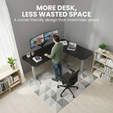 FORTIA Corner Standing Desk, 160x140cm, 72-118cm Sit to Stand Up Electric Height Adjustable, Black Desktop/Silver Frame - Extra Image