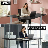 FORTIA Corner Standing Desk, 160x140cm, 72-118cm Sit to Stand Up Electric Height Adjustable, Black Desktop/Silver Frame - Extra Image