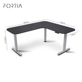 FORTIA Corner Standing Desk, 160x140cm, 72-118cm Sit to Stand Up Electric Height Adjustable, Black Desktop/Silver Frame - Extra Image