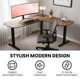 FORTIA Corner Standing Desk, 160x140cm, 72-118cm Sit to Stand Up Electric Height Adjustable, Walnut Style Desktop/Black Frame - Extra Image