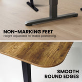 FORTIA Corner Standing Desk, 160x140cm, 72-118cm Sit to Stand Up Electric Height Adjustable, Walnut Style Desktop/Black Frame - Extra Image