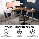 FORTIA Corner Standing Desk, 160x140cm, 72-118cm Sit to Stand Up Electric Height Adjustable, Walnut Style Desktop/Silver Frame - Extra Image