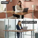 FORTIA Corner Standing Desk, 160x140cm, 72-118cm Sit to Stand Up Electric Height Adjustable, Walnut Style Desktop/Silver Frame - Extra Image