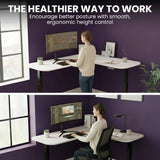 FORTIA Corner Standing Desk, 160x140cm, 72-118cm Sit to Stand Up Electric Height Adjustable, White Desktop/Black Frame - Extra Image