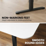 FORTIA Corner Standing Desk, 160x140cm, 72-118cm Sit to Stand Up Electric Height Adjustable, White Desktop/Black Frame - Extra Image