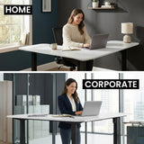 FORTIA Corner Standing Desk, 160x140cm, 72-118cm Sit to Stand Up Electric Height Adjustable, White Desktop/Black Frame - Extra Image