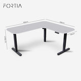 FORTIA Corner Standing Desk, 160x140cm, 72-118cm Sit to Stand Up Electric Height Adjustable, White Desktop/Black Frame - Extra Image