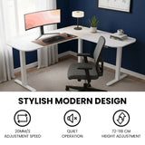 FORTIA Corner Standing Desk, 160x140cm, 72-118cm Sit to Stand Up Electric Height Adjustable, White Desktop/Silver Frame - Extra Image