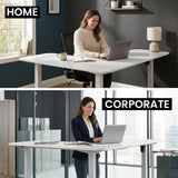 FORTIA Corner Standing Desk, 160x140cm, 72-118cm Sit to Stand Up Electric Height Adjustable, White Desktop/Silver Frame - Extra Image