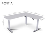 FORTIA Corner Standing Desk, 160x140cm, 72-118cm Sit to Stand Up Electric Height Adjustable, White Desktop/Silver Frame - Extra Image