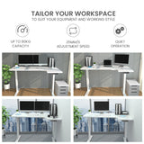 FORTIA 145W x 60D x 85D Dual-Motor 80kg Load Adjustable Sit-Stand Up R-Hand Sided Corner Desk - White/White Frame - 45-Degree Angle