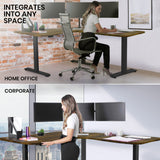 FORTIA 173W x 173W x 75D 3-Motor 120kg Load Adjustable Electric Sit to Stand Up Corner Desk - Walnut/Black Frame - Extra Image