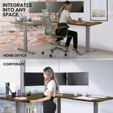 FORTIA 173W x 173W x 75D 3-Motor 120kg Load Adjustable Electric Sit to Stand Up Corner Desk - Walnut/Silver Frame - Extra Image