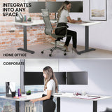 FORTIA 173W x 173W x 75D 3-Motor 120kg Load Adjustable Electric Sit to Stand Up Corner Desk - White/Black Frame - Extra Image
