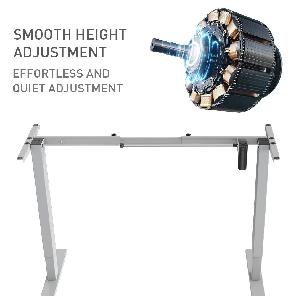 FORTIA Single Motor Sit/Stand Desk Frame 58 x 90-135cm 72-118cm Height Adjustable 70kg Load Silver