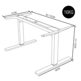 FORTIA Single Motor Sit/Stand Desk Frame 58 x 90-135cm 72-118cm Height Adjustable 70kg Load Silver - Rear View