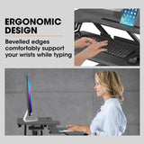 Fortia Desk Riser 77cm Wide Adjustable Sit to Stand for Dual Monitor Keyboard Laptop Black - Top-Down View