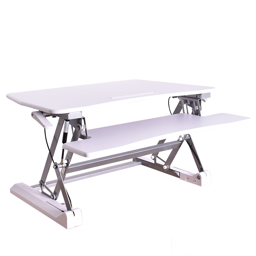 FORTIA Desk Riser 90cm Wide Adjustable Sit to Stand for Dual Monitor Keyboard Laptop White