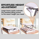 FORTIA Desk Riser 90cm Wide Adjustable Sit to Stand for Dual Monitor Keyboard Laptop White - Top-Down View