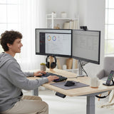 FORTIA Sit To Stand Standing Desk, 120x60cm, 72-118cm Electric Height Adjustable, Light Oak Style Desktop Silver Frame - Extra Image