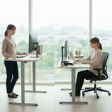 FORTIA Sit To Stand Standing Desk, 120x60cm, 72-118cm Electric Height Adjustable, Light Oak Style Desktop Silver Frame - Extra Image