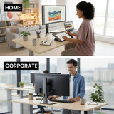 FORTIA Sit To Stand Standing Desk, 120x60cm, 72-118cm Electric Height Adjustable, Light Oak Style Desktop Silver Frame - Extra Image