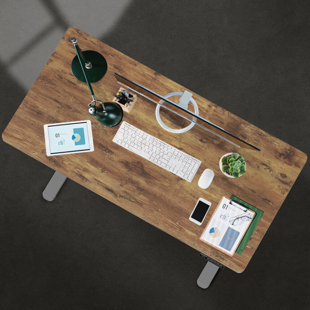 FORTIA Sit To Stand Up Standing Desk 120x60cm 72-118cm Electric Height Adjustable 40kg Rated Oak Style/Silver Frame