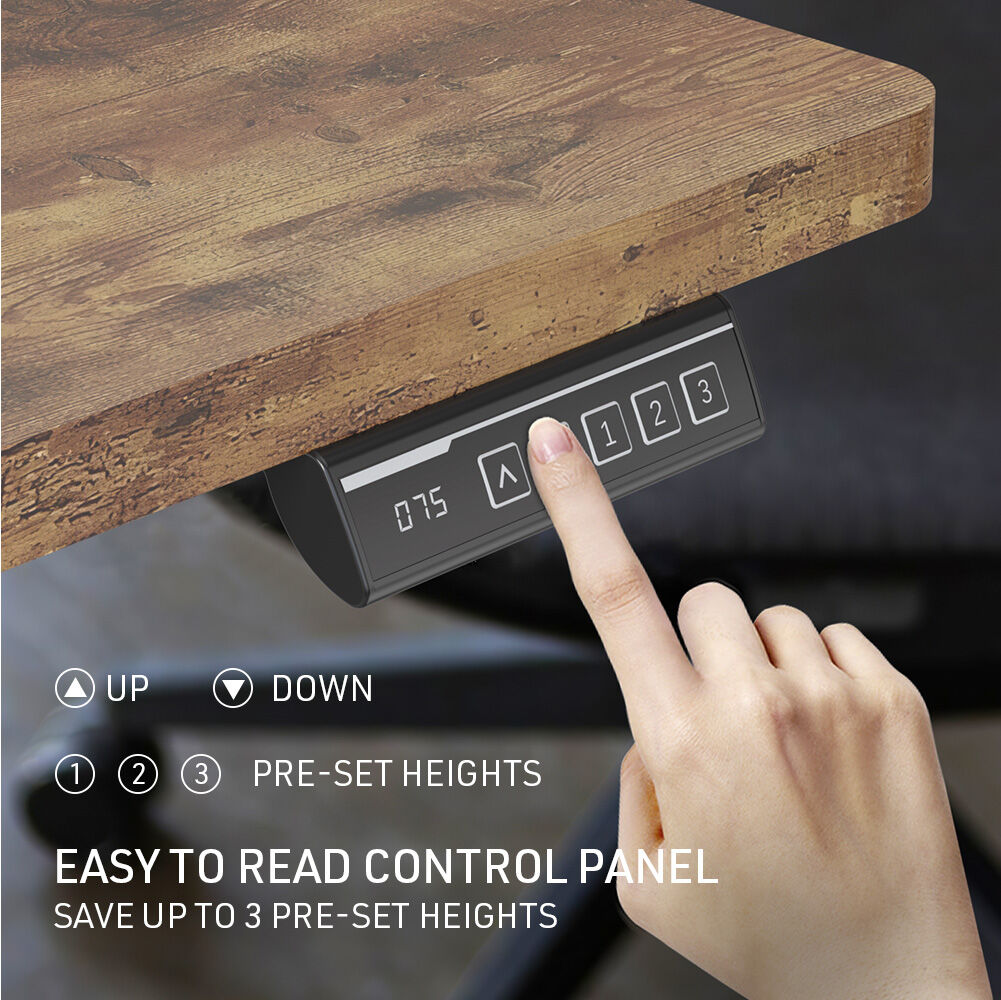 FORTIA Sit To Stand Up Standing Desk 120x60cm 72-118cm Electric Height Adjustable 40kg Rated Oak Style/Silver Frame