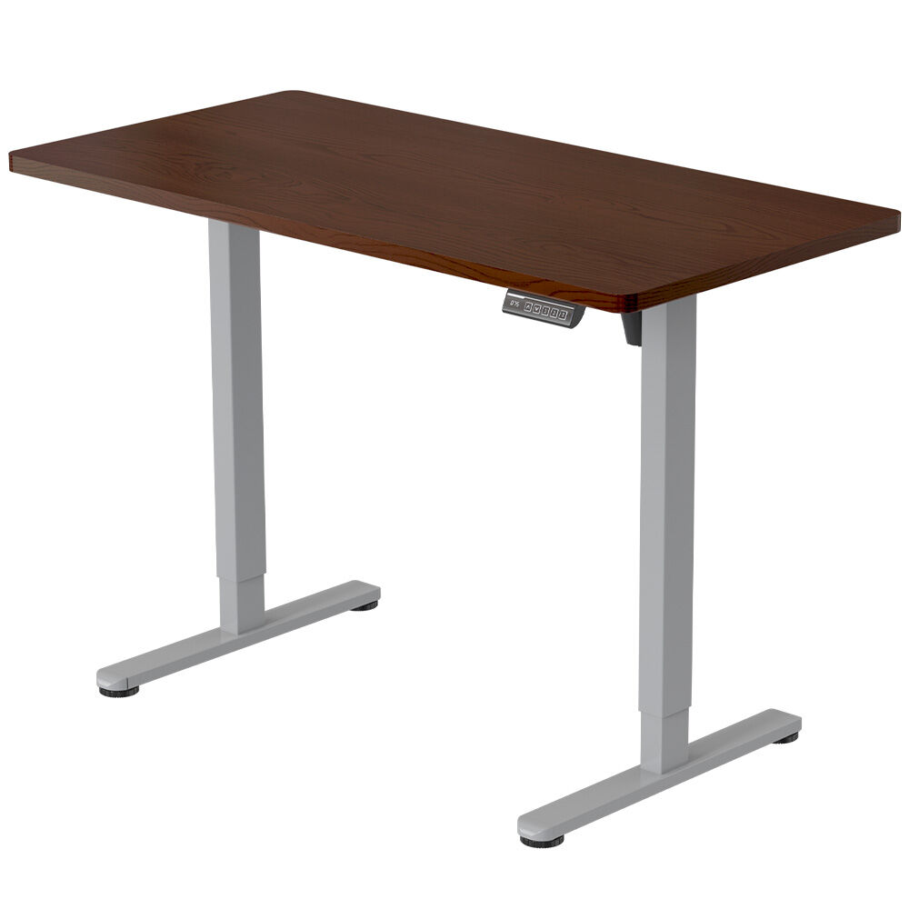 FORTIA Sit To Stand Up Standing Desk 120x60cm 72-118cm Electric Height Adjustable 40kg Rated Walnut Style/Silver Frame
