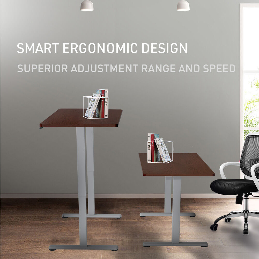 FORTIA Sit To Stand Up Standing Desk 120x60cm 72-118cm Electric Height Adjustable 40kg Rated Walnut Style/Silver Frame