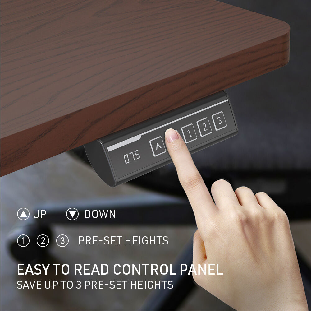 FORTIA Sit To Stand Up Standing Desk 120x60cm 72-118cm Electric Height Adjustable 40kg Rated Walnut Style/Silver Frame