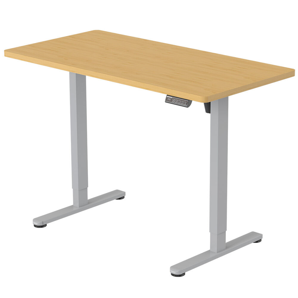 FORTIA Sit To Stand Up Standing Desk 120x60cm 72-118cm Electric Height Adjustable 40kg Rated White Oak Style/Silver Frame