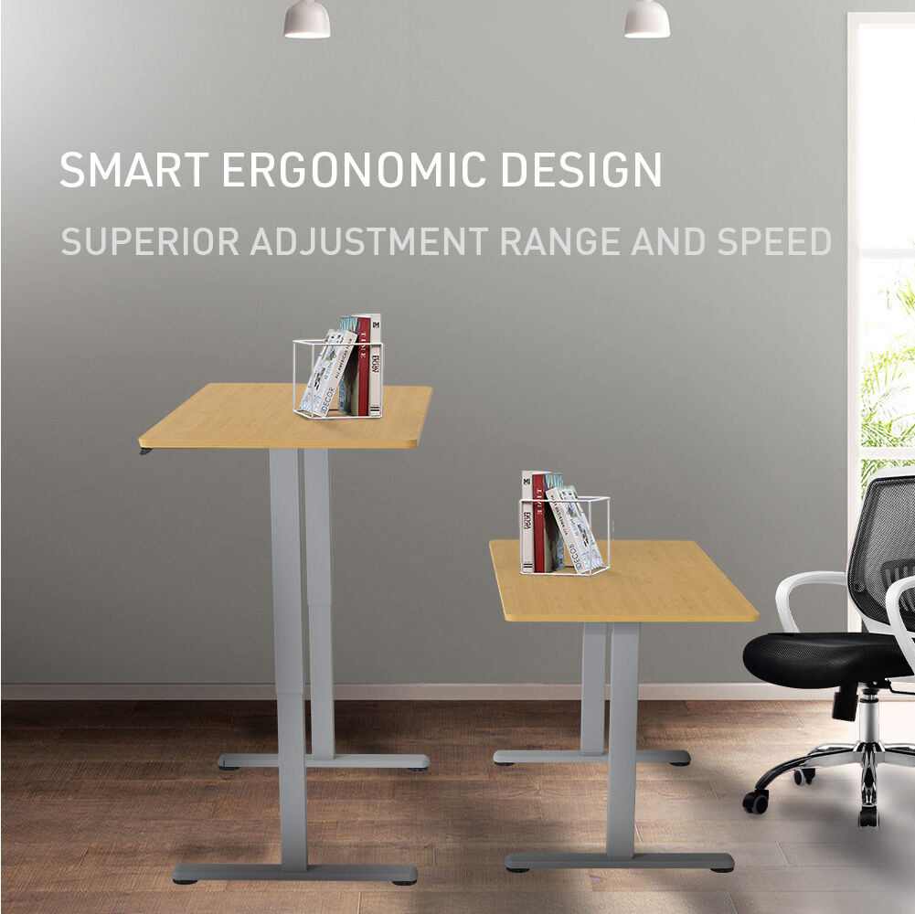 FORTIA Sit To Stand Up Standing Desk 120x60cm 72-118cm Electric Height Adjustable 40kg Rated White Oak Style/Silver Frame
