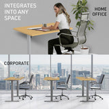 FORTIA Sit To Stand Up Standing Desk 120x60cm 72-118cm Electric Height Adjustable 40kg Rated White Oak Style/Silver Frame - Rear View