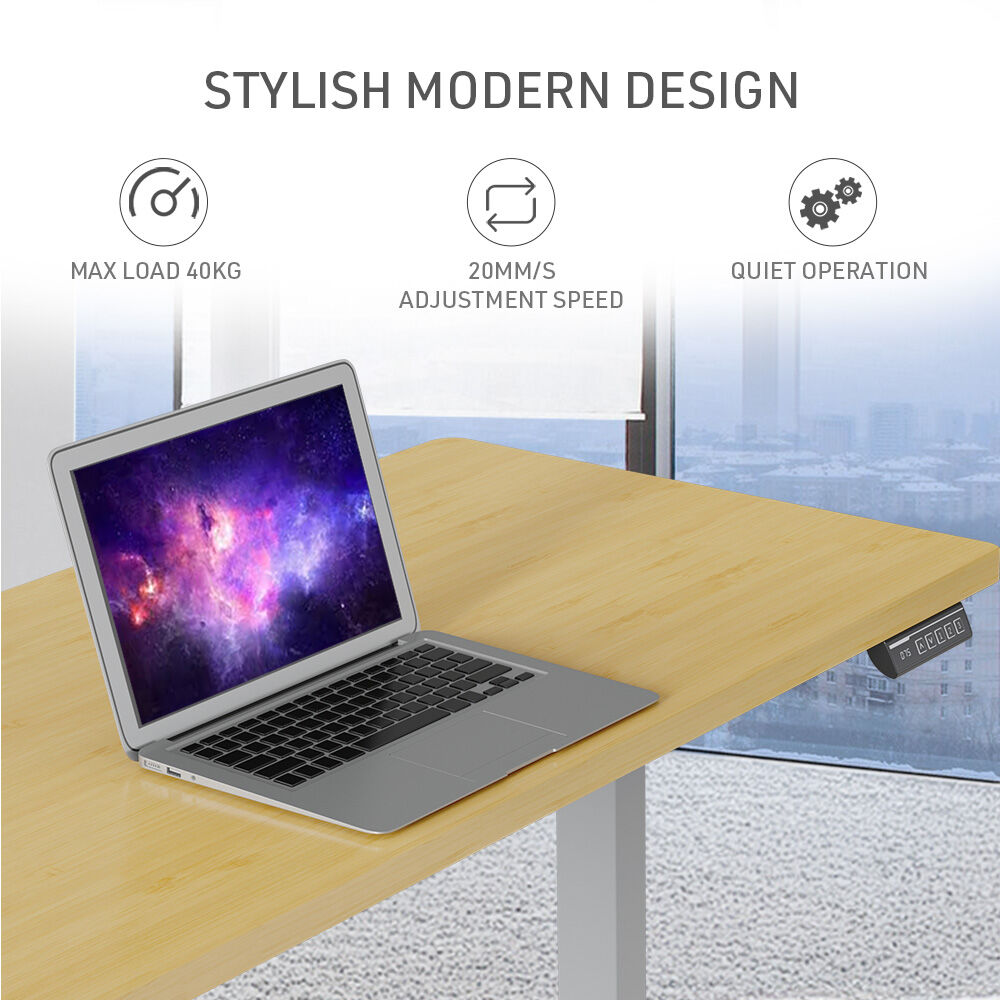 FORTIA Sit To Stand Up Standing Desk 120x60cm 72-118cm Electric Height Adjustable 40kg Rated White Oak Style/Silver Frame