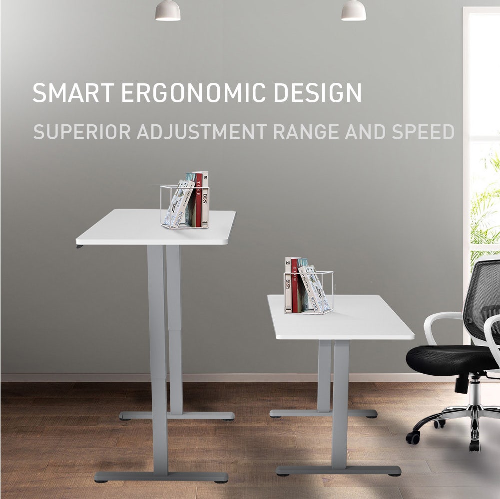 FORTIA Sit To Stand Up Standing Desk 120x60cm 72-118cm Electric Height Adjustable 40kg Rated White/Silver Frame