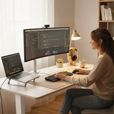 FORTIA Sit To Stand Standing Desk, 120x60cm, 72-118cm Electric Height Adjustable, White - Front View