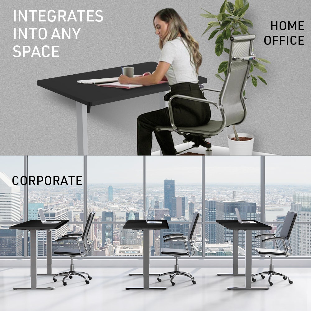 FORTIA Sit To Stand Up Standing Desk 140x60cm 72-118cm Electric Height Adjustable 40kg Rated Black/Silver Frame